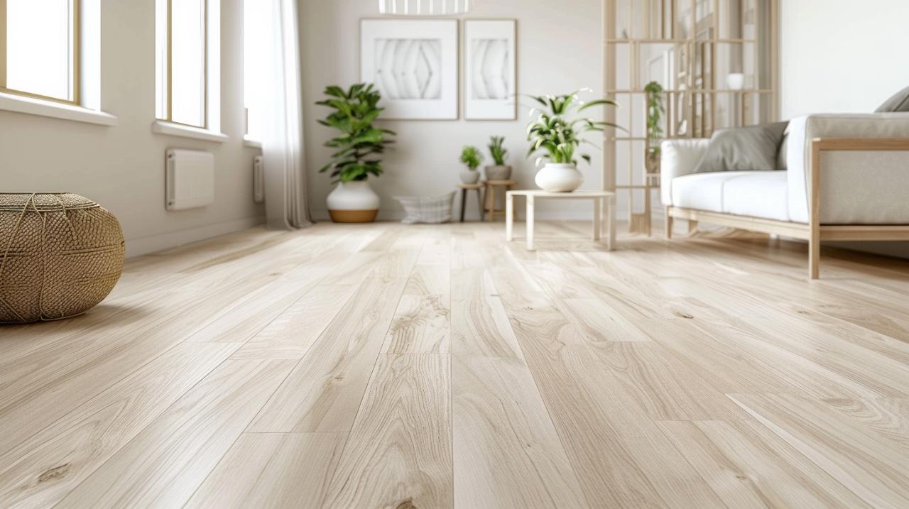 Bright, sunlit living room with light wood flooring in a Florida home
